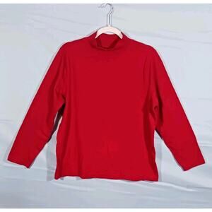 Croft & Barrow Women's 1X Mock Neck Long Sleeve Top Red Cotton Blend